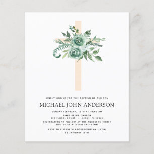 Prospectus 11,4 Cm X 14,2 Cm Budget Sage Eucalyptus Baptême Vert Invitation