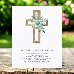 Prospectus 11,4 Cm X 14,2 Cm Budget Sage Eucalyptus Baptême Vert Invitation