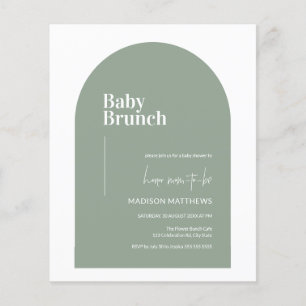 Prospectus 11,4 Cm X 14,2 Cm Budget Sage Green Arch Bébé Baby shower Brunch