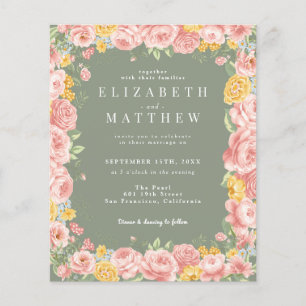 Prospectus 11,4 Cm X 14,2 Cm Budget Sage Green Floral Fleur sauvage Photo QR Co