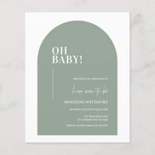 Prospectus 11,4 Cm X 14,2 Cm Budget Sage Green Minimal Arc Oh Baby shower