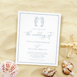 Prospectus 11,4 Cm X 14,2 Cm Budget Seahorse Wedding Inviter Dusty Blue Flyer