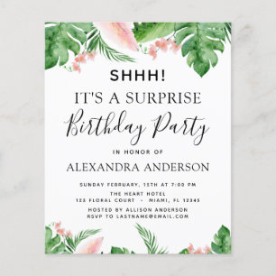 Prospectus 11,4 Cm X 14,2 Cm Budget Shhh Surprise Anniversaire Fête Tropical