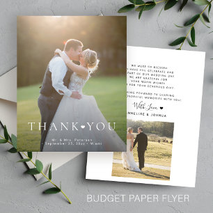 Prospectus 11,4 Cm X 14,2 Cm Budget simple 2 photo typographie mariage remercie