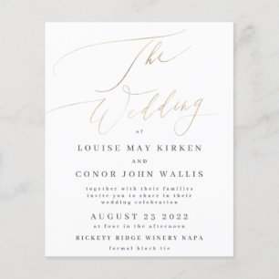 Prospectus 11,4 Cm X 14,2 Cm Budget Simple Détails en or jaune au dos Mariage