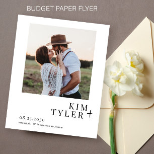 Prospectus 11,4 Cm X 14,2 Cm Budget simple mariage photo moderne enregistrer la