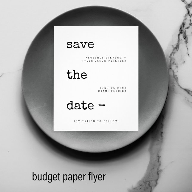 Prospectus 11,4 Cm X 14,2 Cm Budget simple typographie mariage enregistrer la d (Créateur téléchargé)