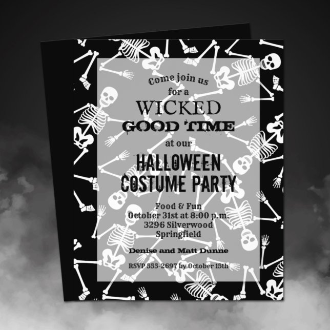 Prospectus 11,4 Cm X 14,2 Cm Budget Skeletons Halloween Invitation (Printed on affordable THIN 80 lb flyer paper - heavier paper available in our collection.)