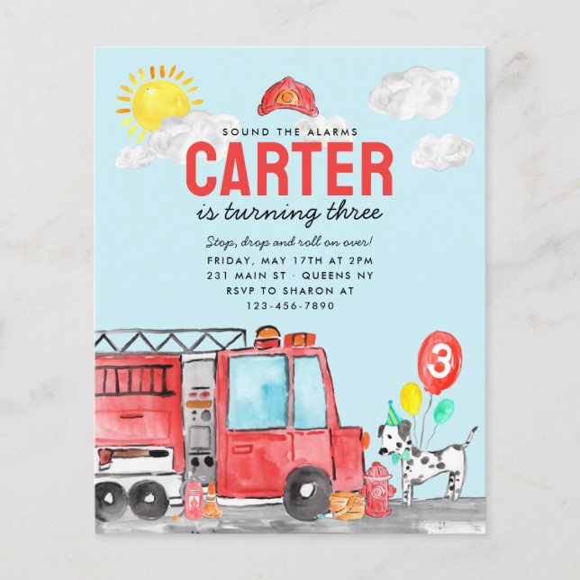 Prospectus 11,4 Cm X 14,2 Cm Budget Sonne l'alarme incendie Camion pompier Anni (Devant)