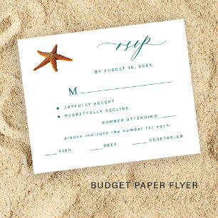 Prospectus 11,4 Cm X 14,2 Cm Budget starfish aqua menu turquoise choix mariage