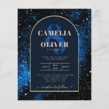 BUDGET Starry Night Marine Blue Gold Wedding INVIT