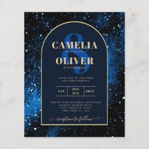 Prospectus 11,4 Cm X 14,2 Cm BUDGET Starry Night Marine Blue Gold Wedding INVIT