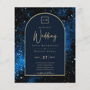 Prospectus 11,4 Cm X 14,2 Cm BUDGET Starry Night Marine Blue Gold Wedding INVIT