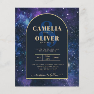 Prospectus 11,4 Cm X 14,2 Cm BUDGET Starry Nuit violet bleu mariage INVITE
