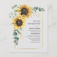 Budget Sunflower Eucalyptus Faire-part de mariage