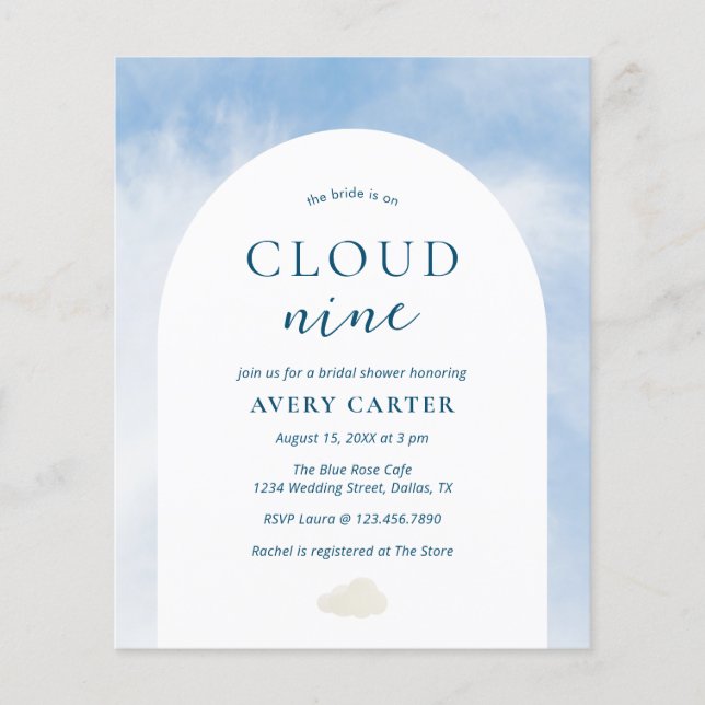 Prospectus 11,4 Cm X 14,2 Cm Budget Sur Le Nuage Neuf Invitation De Douche Nupt (Devant)