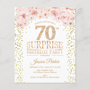 Prospectus 11,4 Cm X 14,2 Cm Budget Surprise 70e anniversaire Invitation de fêt