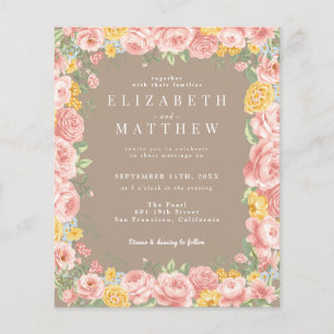 Prospectus 11,4 Cm X 14,2 Cm Budget Taupe Boho Floral Fleur sauvage Photo QR Co