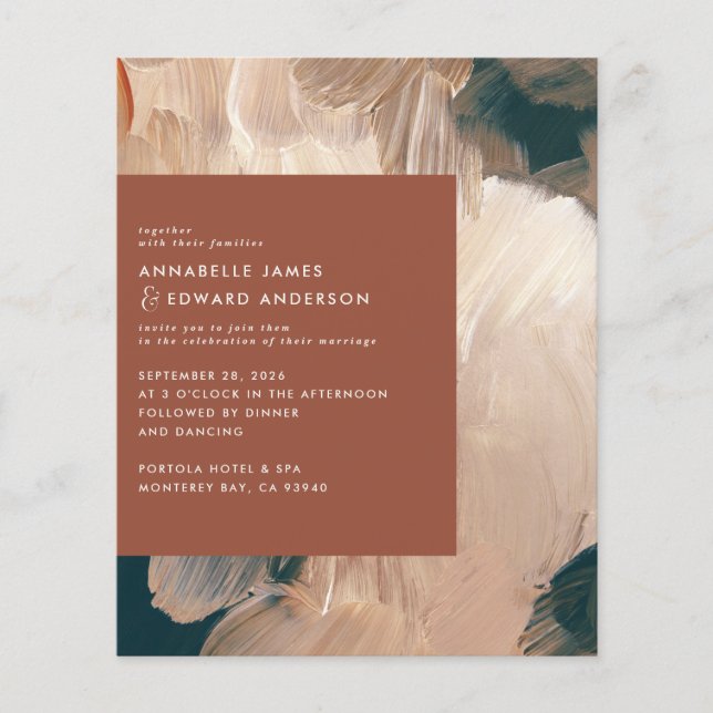 Prospectus 11,4 Cm X 14,2 Cm budget Terracotta mariage peint enregistrer la dat (Devant)