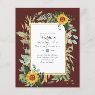 Prospectus 11,4 Cm X 14,2 Cm BUDGET Tournesols Eucalyptus Verdure Mariage