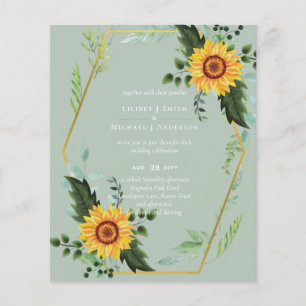 Prospectus 11,4 Cm X 14,2 Cm BUDGET Tournesols rustiques Vert Feuille Mariage