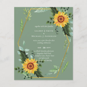 Prospectus 11,4 Cm X 14,2 Cm BUDGET Tournesols rustiques Vert Feuille Mariage