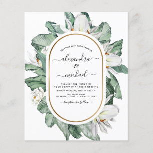 Prospectus 11,4 Cm X 14,2 Cm Budget Tropical Magnolia Mariages Invitations