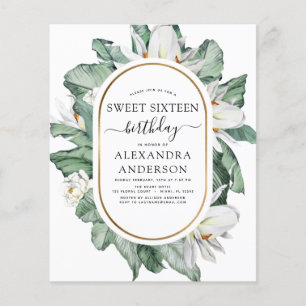 Prospectus 11,4 Cm X 14,2 Cm Budget tropical Magnolia Sweet 16 Invitation
