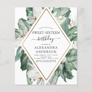 Prospectus 11,4 Cm X 14,2 Cm Budget tropical Magnolia Sweet 16 Invitation