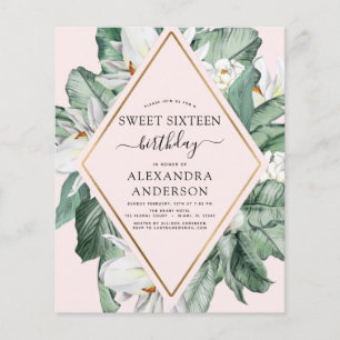 Prospectus 11,4 Cm X 14,2 Cm Budget tropical Magnolia Sweet 16 Invitation
