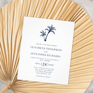 Prospectus 11,4 Cm X 14,2 Cm Budget Tropical Palm Navy Blue Faire-part de maria