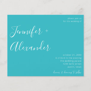 Prospectus 11,4 Cm X 14,2 Cm Budget Turquoise Blue Calligraphy Mariage photo