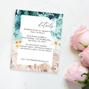 Prospectus 11,4 Cm X 14,2 Cm Budget Turquoise et rose saumon floral