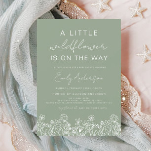 Prospectus 11,4 Cm X 14,2 Cm Budget Un Petit Baby shower Fleur sauvage Invitati