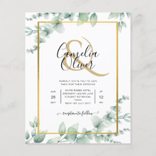 Prospectus 11,4 Cm X 14,2 Cm BUDGET Vert Faire-part de mariage QR CODE RQR RSVP