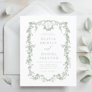 Prospectus 11,4 Cm X 14,2 Cm Budget Victorian Sage Green Faire-part de mariage