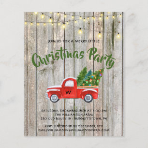 Prospectus 11,4 Cm X 14,2 Cm Budget Vintage Camion Rouge Rustique Fête de Noël