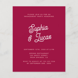 Prospectus 11,4 Cm X 14,2 Cm Budget Viva Magenta Retro Engagement Invitation