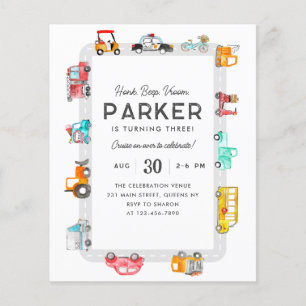 Prospectus 11,4 Cm X 14,2 Cm Budget Voitures Rue Transport Enfants Anniversaire