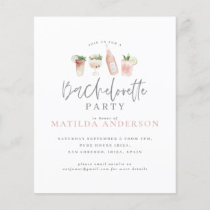 Prospectus 11,4 Cm X 14,2 Cm budget watercolor bachelorette invitation