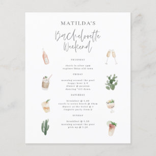 Prospectus 11,4 Cm X 14,2 Cm budget Watercolor week-end bachelorette itinéraire