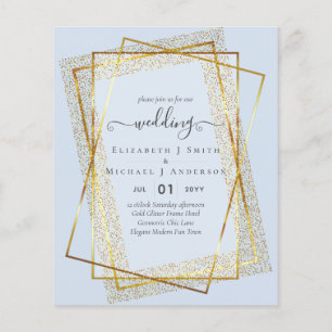 Prospectus 11,4 Cm X 14,2 Cm BUDGET WEDDING INVITATIONS Gold Glitter Geometric