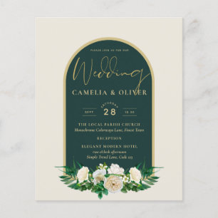 Prospectus 11,4 Cm X 14,2 Cm BUDGET White Roses Forêt Vert Mariage d'hiver INV