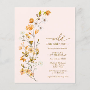 Prospectus 11,4 Cm X 14,2 Cm BUDGET Wild and Onederday Invitation 1er anniversa