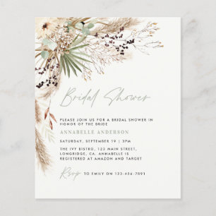 Prospectus 11,4 Cm X 14,2 Cm budgetDouche nuptiale pampas gras invitation moder
