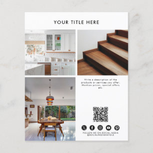 Prospectus 11,4 Cm X 14,2 Cm Business 3 Photo promotionnelle QR Code Social Med