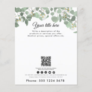 Prospectus 11,4 Cm X 14,2 Cm Business Watercolor Eucalyptus Greenery QR Code