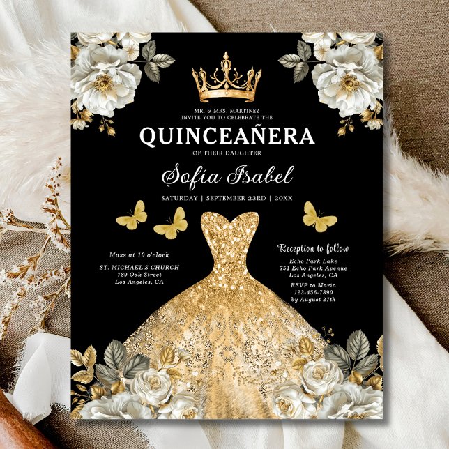 Prospectus 11,4 Cm X 14,2 Cm Butterfly Floral Budget Princess Quinceanera (Créateur téléchargé)