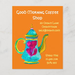 Prospectus 11,4 Cm X 14,2 Cm Café Boutique café publicité théière