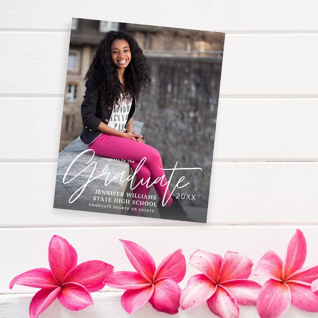 Prospectus 11,4 Cm X 14,2 Cm Calligraphie Budget Diplômé Photo Moderne Annonce (Créateur téléchargé)